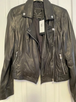NWT BOD & CHRISTENSEN BLACK SUPER SOFT LEATHER BIKER MOTO JACKET SMALL - Image 1 of 4