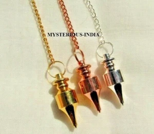 3 x Messing Metall Kugel Heilung Pendel Gold, Silber & Kupfer vergoldete Windeln. - Bild 1 von 5