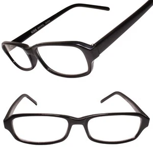 Gafas elegantes delgadas ligeras rectangulares lentes transparentes marco negro - Imagen 1 de 4