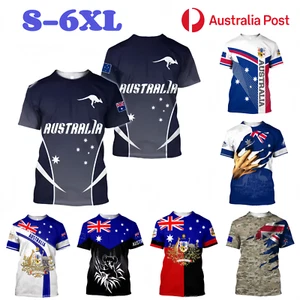 Australian Flag T-Shirt Tops Short Sleeve Breathable Australia Day Summer Gifts - Picture 1 of 22