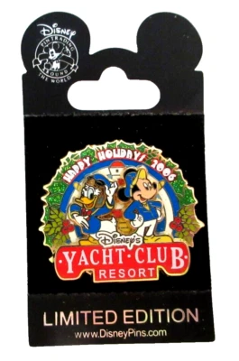 WDW RESORT ПРАЗДНИЧНАЯ СЕРИЯ 2006 ЯХТ-КЛУБ DONALD и MICKEY PIN- LE 750- #51373 - Изображение 1 из 2