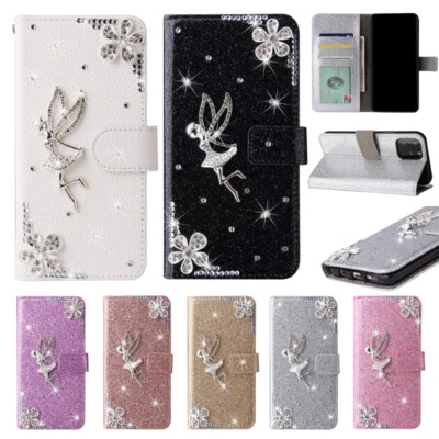 3D Bling Angel Diamond Wallet Phone Case For Samsung S20 FE S 6 7 8 9 Plus S10E - Image 1 of 4