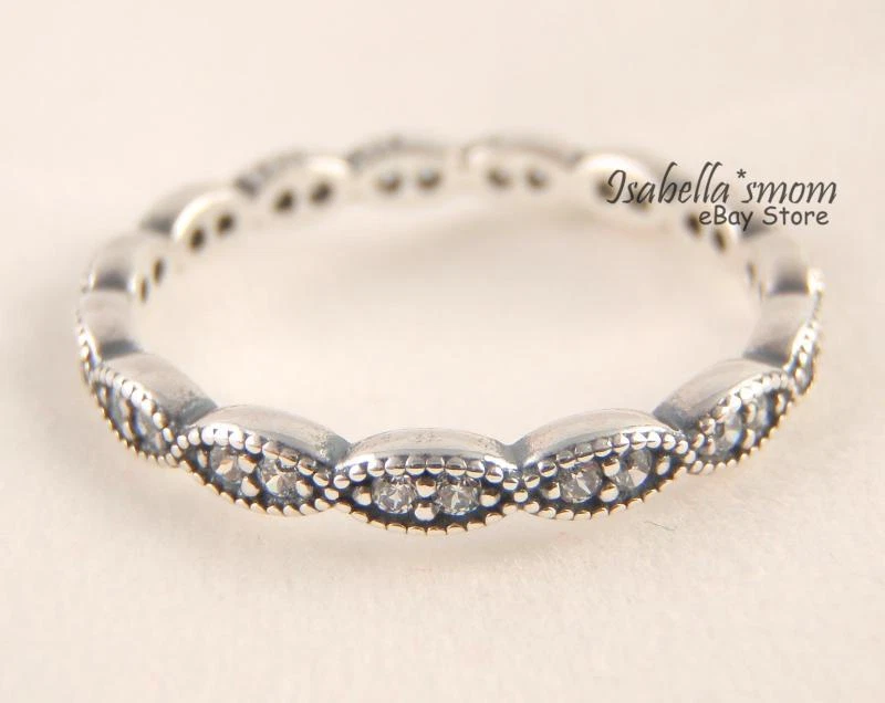 Funkelnde Blätter Authentisch Pandora Silber Band ~ Ring 7.5/56 190923CZ Neu W - Bild 1 von 4