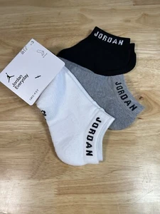 NIKE Air Jordan Everyday No Show Socks 3 Pack Black Grey White Youth 5y-7y - Picture 1 of 7