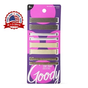 Goody Hair Barrettes, Assorted Metallics, 8-Count NEW - Picture 1 of 8