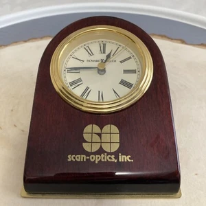 Howard Miller Model #645-191 Bristol Wedge Red Wood Brass Finished Desk Clock - Picture 1 of 10