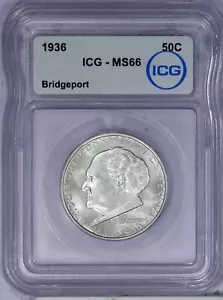 1936 Bridgeport Half Dollar 50C ICG MS66 - Picture 1 of 2