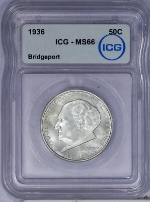 1936 Bridgeport Half Dollar 50C ICG MS66 - Image 1 of 2