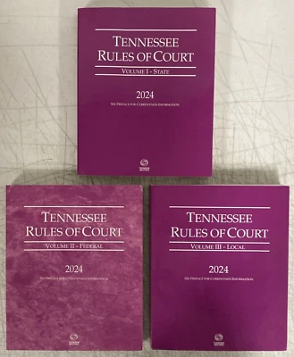 Tennessee Rules of Court Volumes I: State, II: Federal, & III: Local 2024 - Image 1 of 4