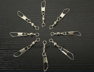 100pcs Fishing Rolling Barrel Swivel with Interlock Snap Tackle Connector 16-5/0 - Picture 1 of 29