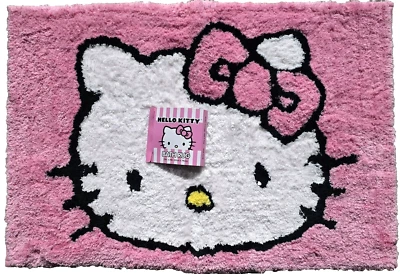 Nuevo Hello Kitty Rosa, Blanco Poliéster Suave Baño Alfombrilla Alfombra W Trp - Imagen 1 de 4