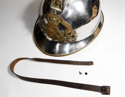 Jugulaire casque de Sapeur-Pompier modèle 1933 cuir marron vieilli, repro. - Photo 1/4