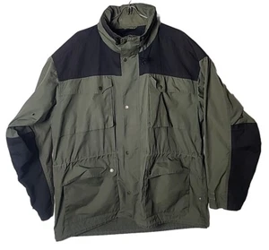 FJALL Raven Men L Green Black Full Zip Outdoor Hidden Hood Jacket - Picture 1 of 7