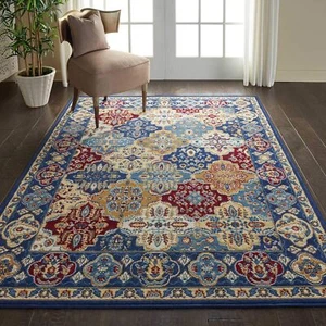 New- Grafix Traditional Multicolor 5'3" x 7'3" Area -Rug, Easy -Cleaning - Picture 1 of 6