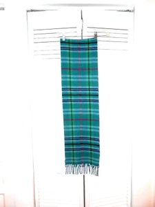 PECK & PECK 100% CASHMERE PLAID---GREENS, BLACK, RED AND LIGHT BLUE---66" X 12" - Picture 1 of 4