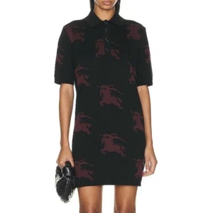SS24 BURBERRY 80720291 BEAU EKD Cotton Silk Polo Shirt Dress Knit Equestrian S-M - Picture 1 of 6