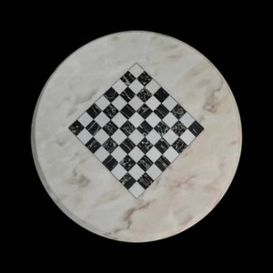 Table Check IN Marble Carrara Italian Marble Table Chess Board D.60cm - Picture 1 of 1