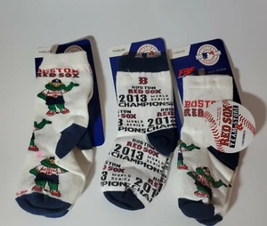3 PAIR MLB Boston Red Sox Baseball Crew Cut Socks Size Toddler 3-8 NEW - Picture 1 of 6