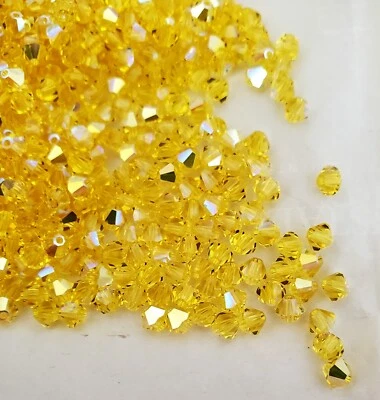 Swarovski Crystal 5328 4mm bicone beads, Citrine AB (48pcs)