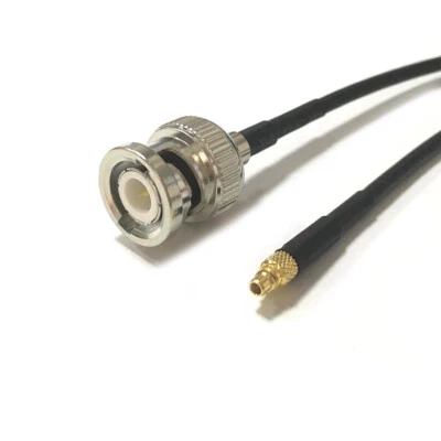 BNC male plug to MMCX male straight RF coax cable adapter RG174 20cm 8" NEW  - Image 1 of 4