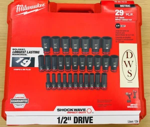 Milwaukee 49-66-7015 SHOCKWAVE 1/2" 6 Point Socket Set 29pc w/ Case /express - Picture 1 of 3
