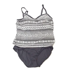 Traje de baño geométrico Maxine of Hollywood 18 para mujer imitación tankini negro blanco - Imagen 1 de 10