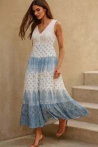 Johnny Was 4 Love & Liberty Silk Maxi Med Dress Boho Quiet Luxury Fairy Layered - Picture 1 of 13