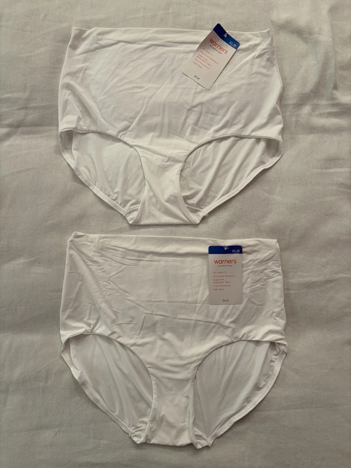 Warners White HI CUT Smooth it over High Waisted Brief Panty RT9021P XL 8