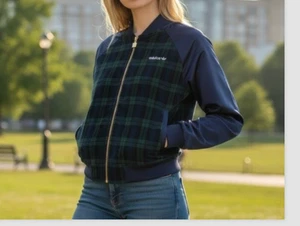 Neu mit Etikett $ 160 Adidas Originals Schottenkaro Cord Bomberjacke grün blau Small - Bild 1 von 13