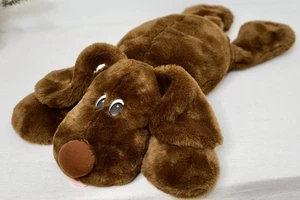Chosun Peluche Floppy Cucciolo Cane 26” Marrone Scuro Imbottito Cane Shaggy con Lingua Fuori - Foto 1 di 11