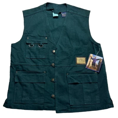 Vintage Karl Kani Jeans Utility Vest Sz L 90s Deadstock NWT Green 2pac RARE - Image 1 of 4