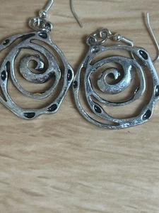 Spiral Earrings 925 Hallmarked Sterling Silver Hooks Free Gift Bag - Picture 1 of 4
