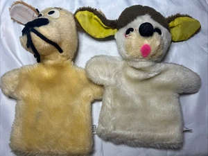 Juego de 2 marionetas de mano vintage cachorro perro 11" peluche Corea 10" - Imagen 1 de 12