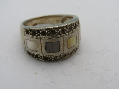 Stunning Sterling Silver 925 Pastel MOP Stone Inlay Designer Ring Size 8 Z65 - Image 1 of 2