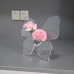 Transparent Butterfly Acrylic Flower Vase Three-dimensional Flower Arrangement - Picture 1 of 8
