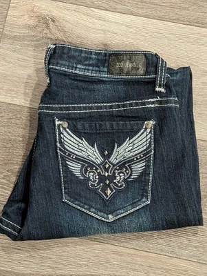 Pantalones de mezclilla ZCO para dama ajustados corte boot tiro bajo con solapa trasera talla 14 Foto 1 de 4