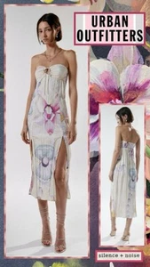 🌺NEW!Urban Outfitters Silence+Noise Kai Bandeau Floral Midi Dress Sz Large - Picture 1 of 22