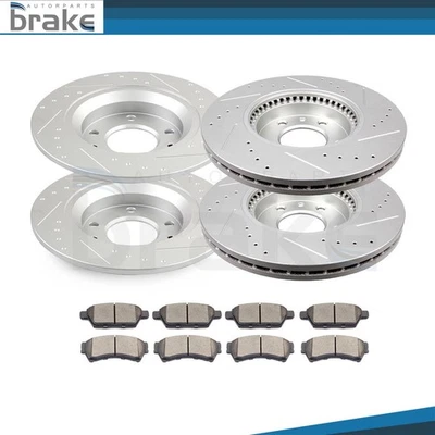 Front and Rear Drilled & Slot Brake Rotors Ceramic Pads For 2006-2013 Mazda 6 - Imagem 1 de 3