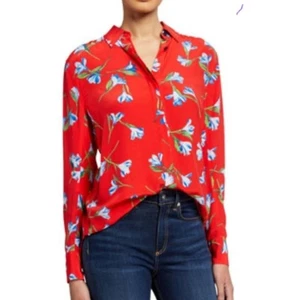 Blusa informal de manga larga con botones estampado floral de trapo y hueso M nueva sin etiquetas - Imagen 1 de 10