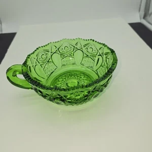 L.E. Smith Nappy Saw Tooth Edge Bowl Quintec Am Heritage Emerald Green - Picture 1 of 6
