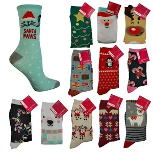 Calcetines crew temáticos de vacaciones de Navidad - varios estilos - para mujer talla 9 - 11 nuevos con etiquetas - Imagen 1 de 15