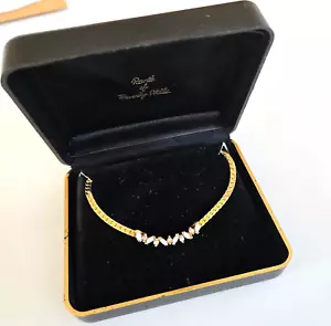 Ronte of Beverly Hills Opal klar Strass Fischgrät goldfarben Halsreif in Box - Bild 1 von 8