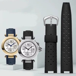 Cinturino orologio silicone per Cartier Pasha nero blu 20-10mm 20-12mm 22-15mm - Foto 1 di 19
