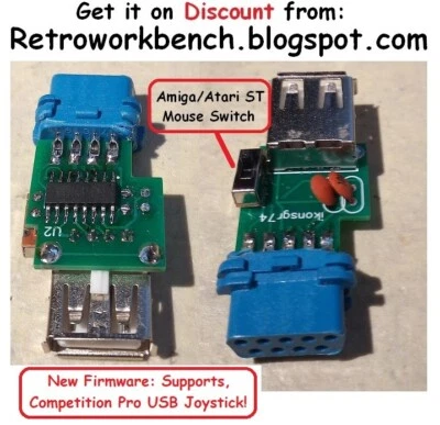 Usb Mouse Joystick Gamepad Adapter for 9pin DB9 Amiga Atari ST Amstrad Commodore - Bild 1 von 4