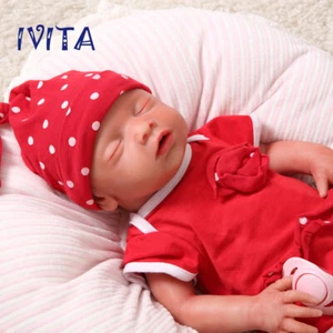 IVITA 18" Vollsilikon Reborn Baby Mädchen Augen geschlossen Puppe Kinder Geschenk Spielzeug - Bild 1 von 9