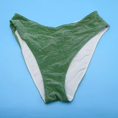 Victorias Secret XL Green Shimmer Brazilian High Waist Bikini Bottom Swimwear VS - Imagem 1 de 4