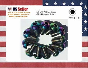 12 X Titanio Ti M5x10 Pernos Nitruro Arco Iris Torx T15 Disco Freno Rotor Pernos GR5 - Imagen 1 de 1