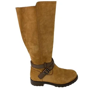 Ugg Women's US 9.5 Suede Harrington Buckle Biker Equestrian Boot Chestnut Brown - Picture 1 of 15