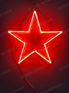 Red Star 10"x10" Real Glass Neon Sign Light Handcraft Nightlight Visual Artwork - Picture 1 of 1