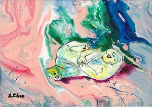 Cat vs Tail #1, Original Acrylic Painting, Artist Signed, 2000-Now - Picture 1 of 2